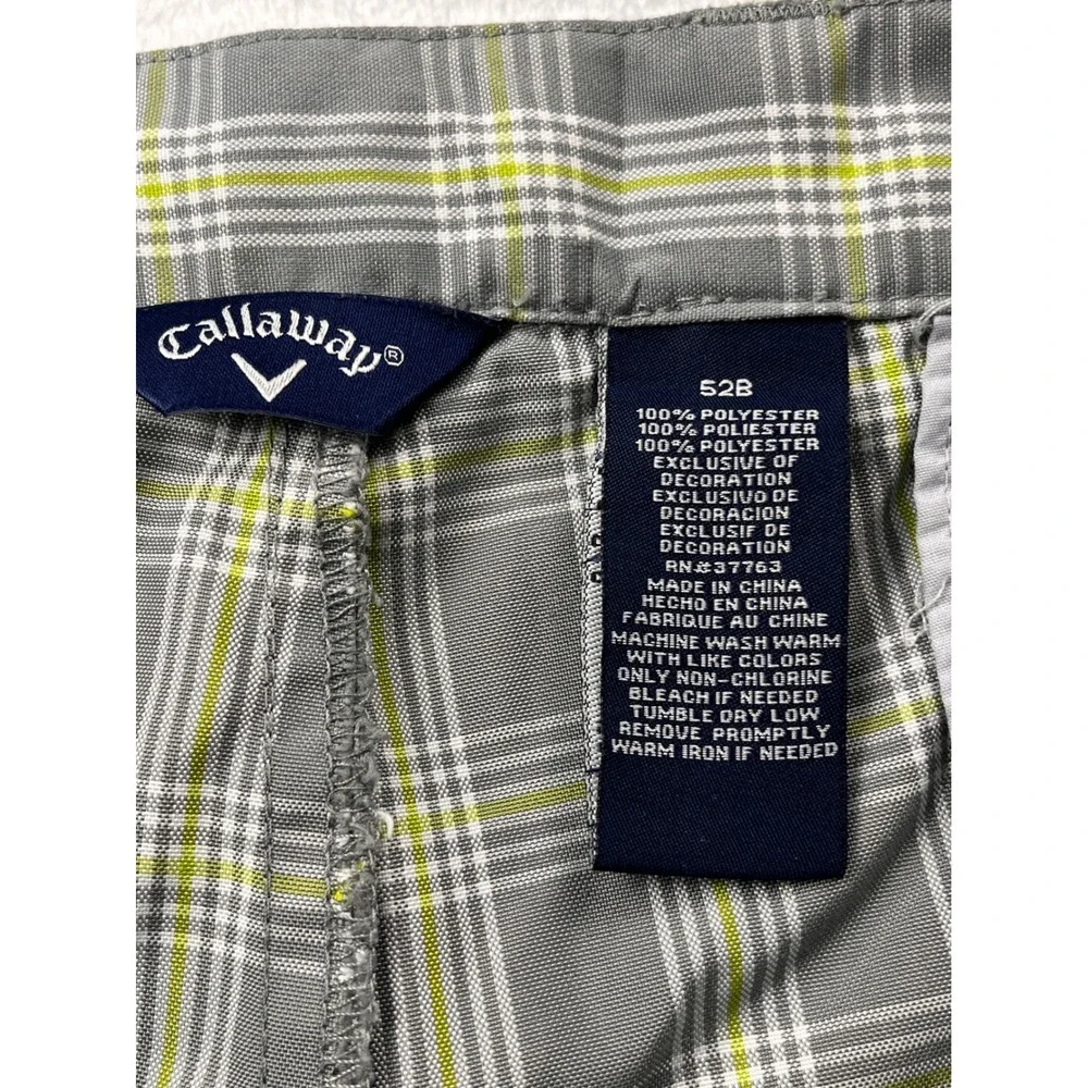 Callaway Golf Shorts Mens 52 Gray Plaid Flat Front Performance Pockets